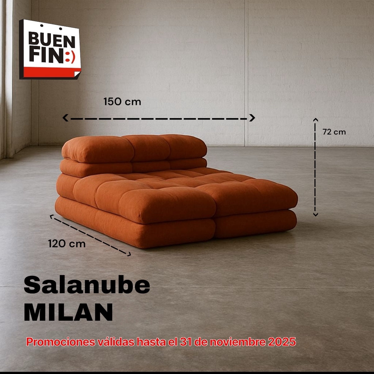 NUBE MILÁN seccional de espuma que se expande