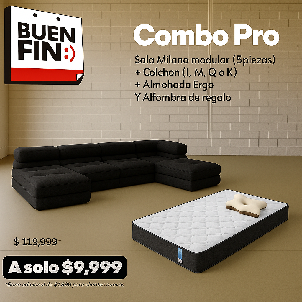 Combo NUBE®️ Pro Buen fin. Sala + Colchón + Almohada