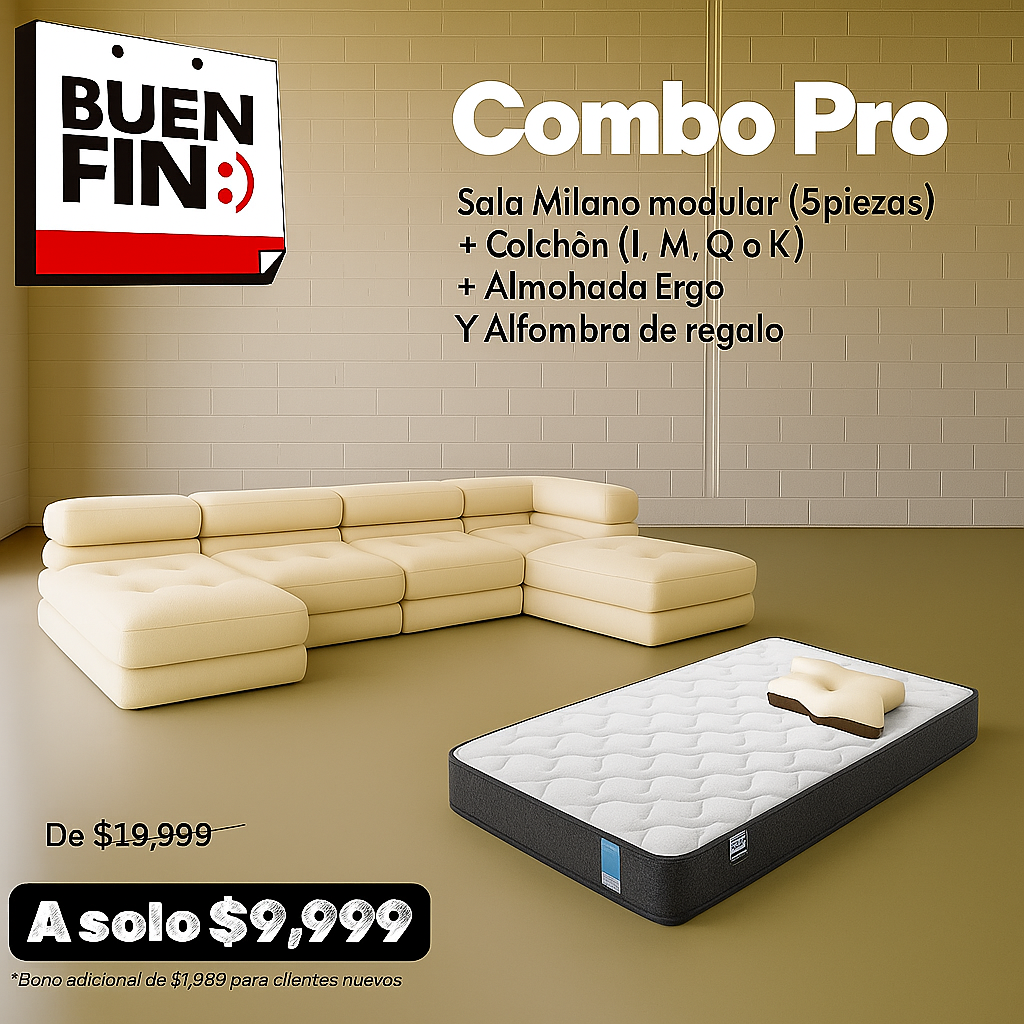 Combo NUBE®️ Pro Buen fin. Sala + Colchón + Almohada