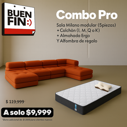 Combo NUBE®️ Pro Buen fin. Sala + Colchón + Almohada