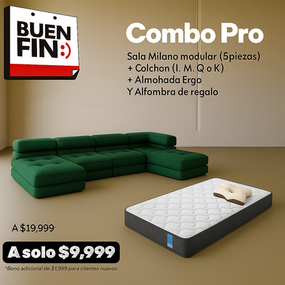 Combo NUBE®️ Pro Buen fin. Sala + Colchón + Almohada