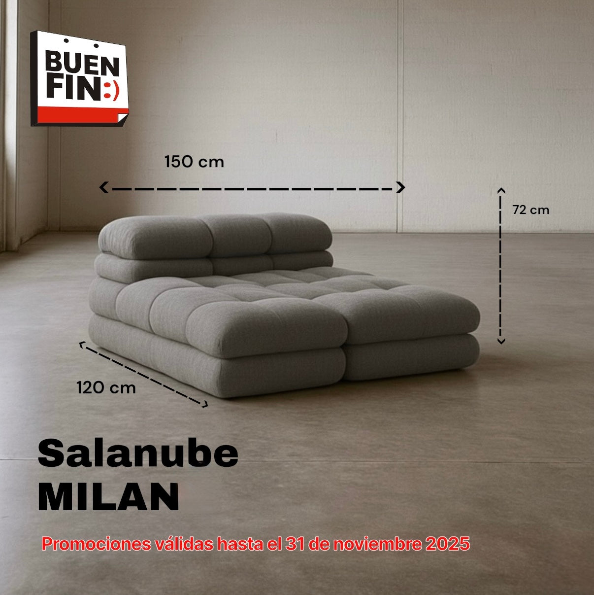 NUBE MILÁN seccional de espuma que se expande